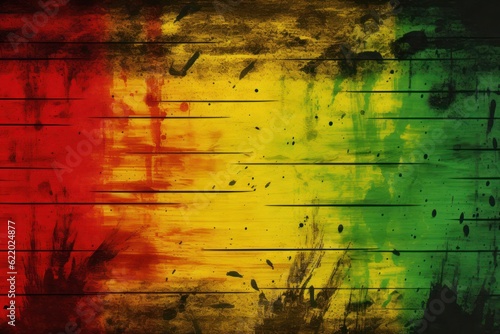 a rasta flag painted on a wooden background