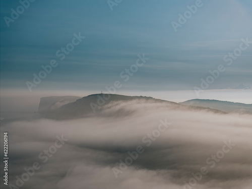 Picture of foggy hillside in the morning