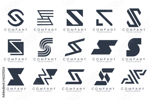 Abstract collection with letters S logo design. creative design logotype S with black colors.