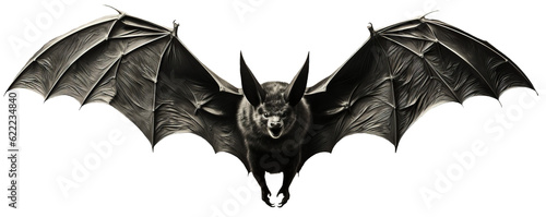 Bat in flight. Wing flap. Isolated transparent background