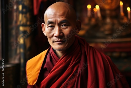 Close-up photo of a Tibetan monk
