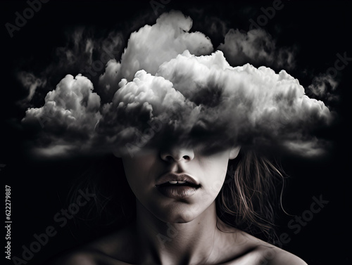 Aphantasia, depression or heavy thoughts concept