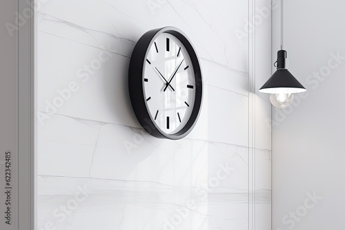 Clock on a Wall with a White Background. Generative AI