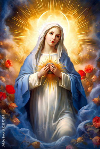 Immaculate Heart of the Holy Mary. AI generativ.