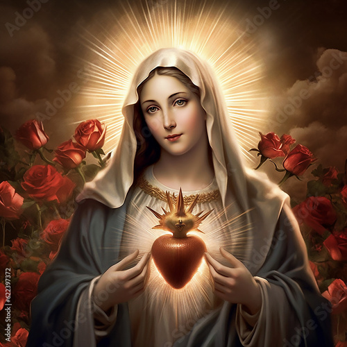 Immaculate Heart of the Holy Mary. AI generativ.