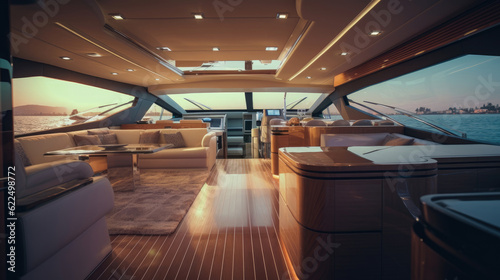 Interior of Modern luxury cruise yacht