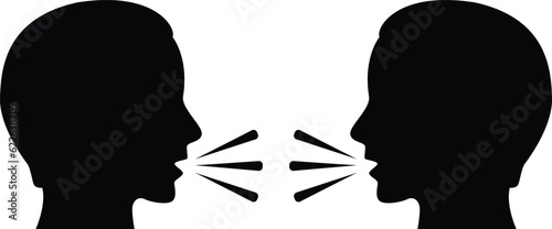 Speak icon, talk or talking person each other