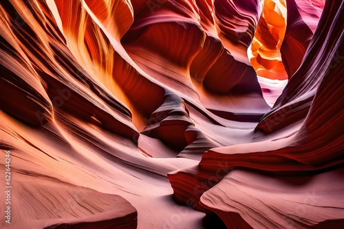Illuminate the canyon's serpentine curves with natural light, capturing the play of shadows and sandstone textures.