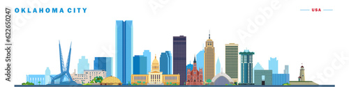 oklahoma city skyline vector silhouette on white background, usa