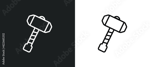thor hammer outline icon in white and black colors. thor hammer flat vector icon from weapons collection for web, mobile apps and ui.