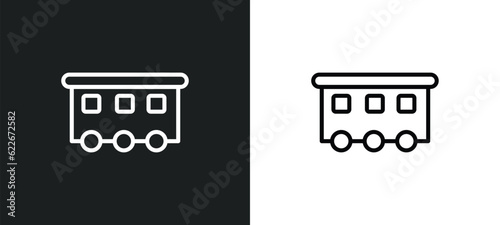 caboose outline icon in white and black colors. caboose flat vector icon from transportation collection for web, mobile apps and ui.