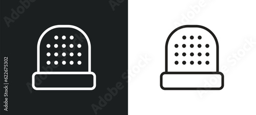 sewing thimble black variant outline icon in white and black colors. sewing thimble black variant flat vector icon from tools and utensils collection for web, mobile apps and ui.