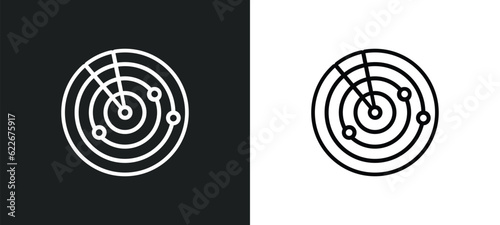 radar sweep outline icon in white and black colors. radar sweep flat vector icon from technology collection for web, mobile apps and ui.