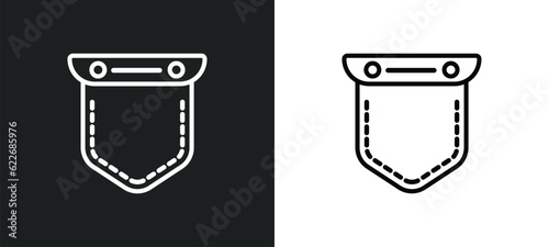 pocket outline icon in white and black colors. pocket flat vector icon from sew collection for web, mobile apps and ui.