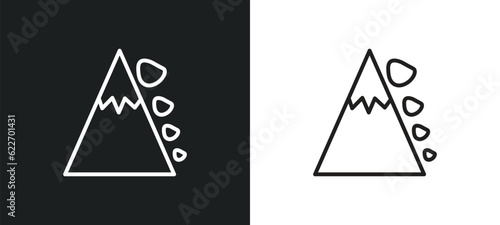 snowslide outline icon in white and black colors. snowslide flat vector icon from nature collection for web, mobile apps and ui.