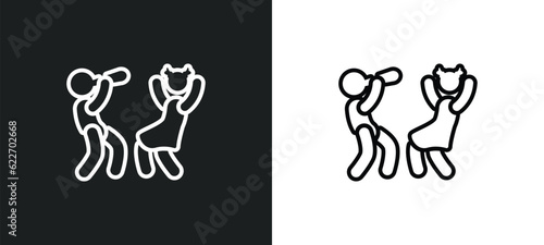 troubadour with kids outline icon in white and black colors. troubadour with kids flat vector icon from music collection for web, mobile apps and ui.