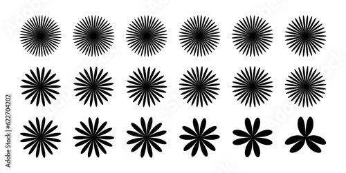 Set of geometric petal flower icon logo design
