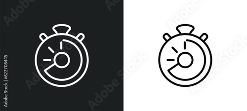 chronometer running outline icon in white and black colors. chronometer running flat vector icon from measurement collection for web, mobile apps and ui.
