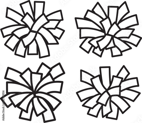 vector set of black and white pom poms