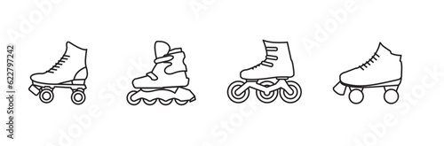 Roller skate icon line symbol. Premium quality isolated rollerskating element in trendy style. roller skate icon vector. Linear style sign for mobile concept and web design. roller skate illustration
