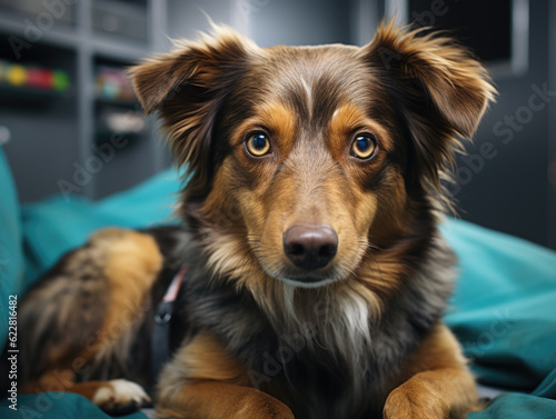 In the arms of the owner, the dachshund looks sad as the dog falls ill, leading to a visit to the veterinary clinic. Generative AI