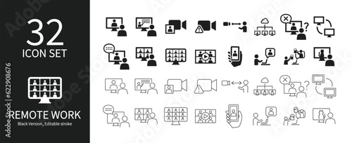 Icon set related to remote work