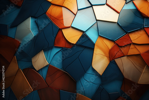 Abstract geometric mosaics and tiles. AI generated
