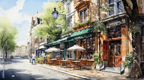 Old coffeeshop on the cities of London and paris