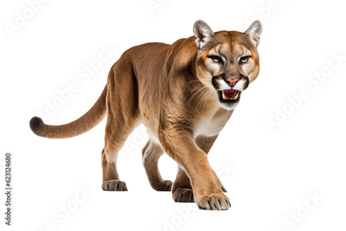 A cougar, isolated, white background, generative ai