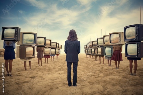 TV Slavery: Illustration of Mind Control by Mass Media