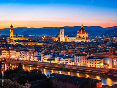 Sunset in the city of Florence