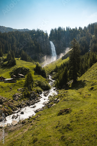 Stäuber Waterfall in Schächental, Uri in summer