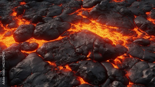Lava texture and cracked ground surface Generative AI