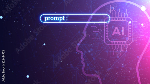 Futuristic AI prompt illustration. High-tech background concept. Ready to use command prompt box
