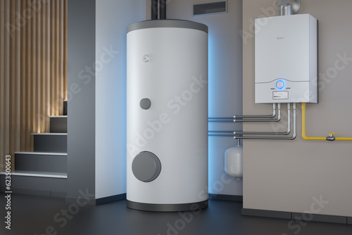 Boiler room - gas heating system, 3d illustration