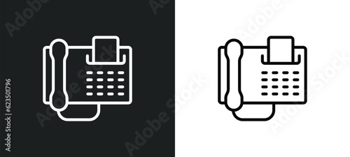 fax phone icon isolated in white and black colors. fax phone outline vector icon from technology collection for web, mobile apps and ui.