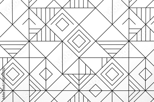 Interior wallpaper design, black patterned lines on white background. Geometric modern style decor.
