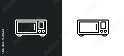 microwave oven icon isolated in white and black colors. microwave oven outline vector icon from kitchen collection for web, mobile apps and ui.