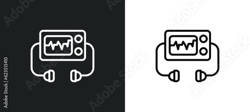 defibrillator icon isolated in white and black colors. defibrillator outline vector icon from health and medical collection for web, mobile apps and ui.