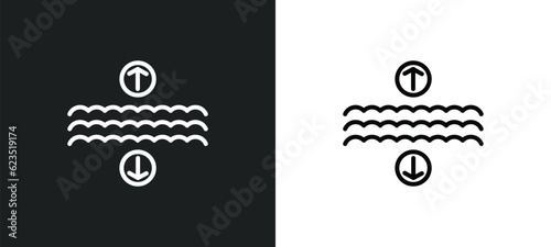 archimedes principle icon isolated in white and black colors. archimedes principle outline vector icon from education collection for web, mobile apps and ui.