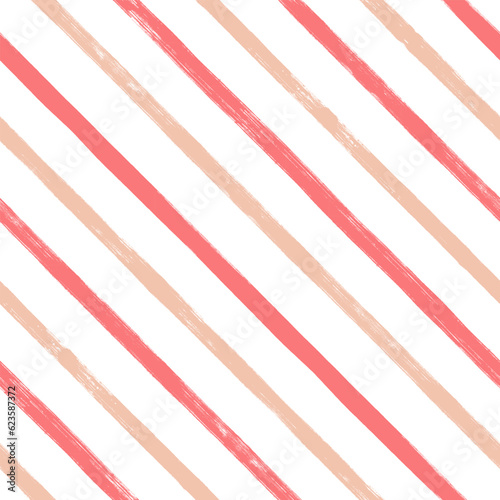 Diagonal stripes pattern, cute vector background, seamless lines, red geometric strokes, Christmas gift paper