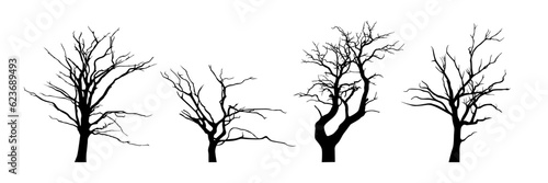 various dead tree silhouette collection