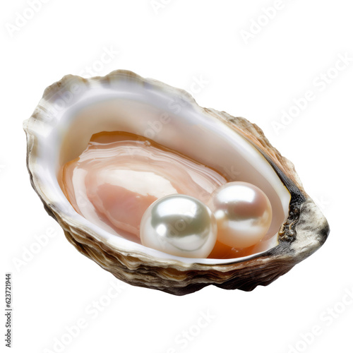 pearl in a shell isolated on transparent background cutout