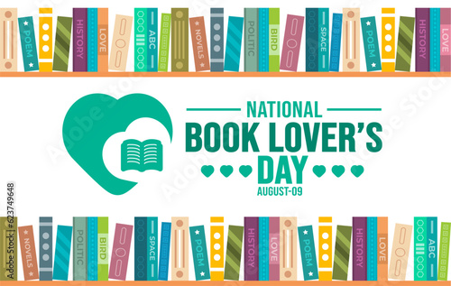  Book Lovers Day background template. Holiday concept. background, banner, placard, card, and poster design template with text inscription and standard color. vector illustration.