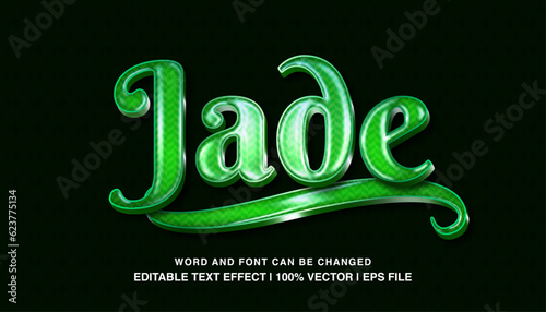 Jade editable text effect template, green glossy luxury style typeface, premium vector