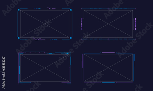 Frames Template Cyberpunk HUD, GUI, VR Interface elements, tech and modern objects pack, futuristic design for software, screen and apps, 2077, abstract digital Y2K retro futuristic style