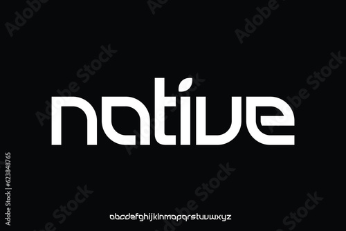 Modern geometric alphabet display font vector. Native typography style design