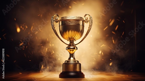 Golden trophy cup , winners golden cup. Created with Generative Ai technology.