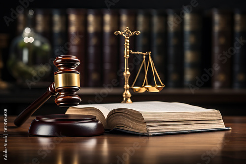 Photo of a law book and a gavel on a table