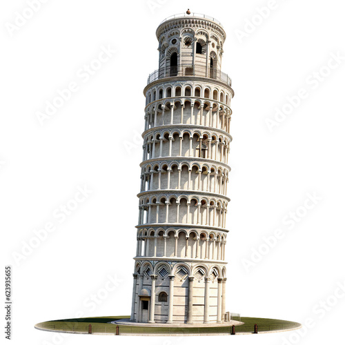 Leaning Tower of Pisa . isolated object, transparent background